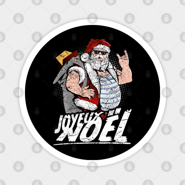 Joyeux noël cool tattooed santa claus with sunglasses Magnet by RockabillyM